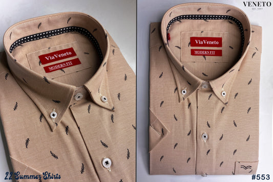 Summer Light Brown Printed Short Sleeve shirt  106