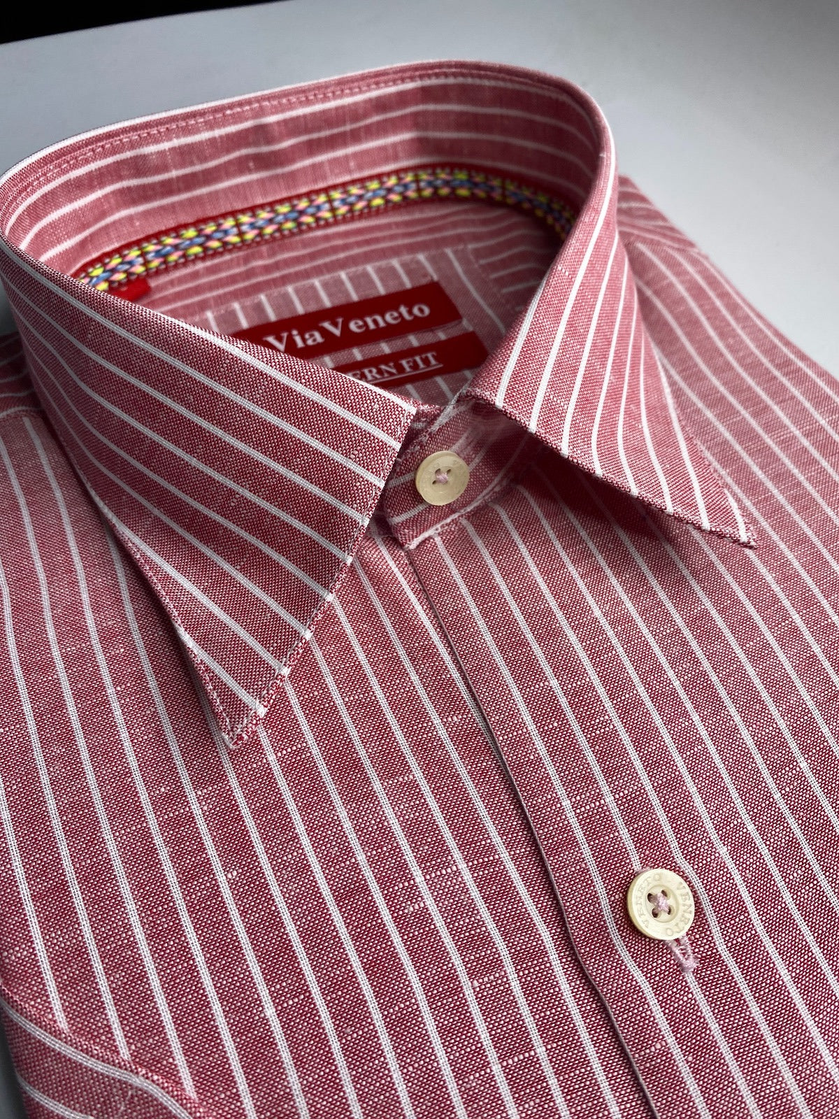 Summer Striped Red Short Sleeve shirt  137