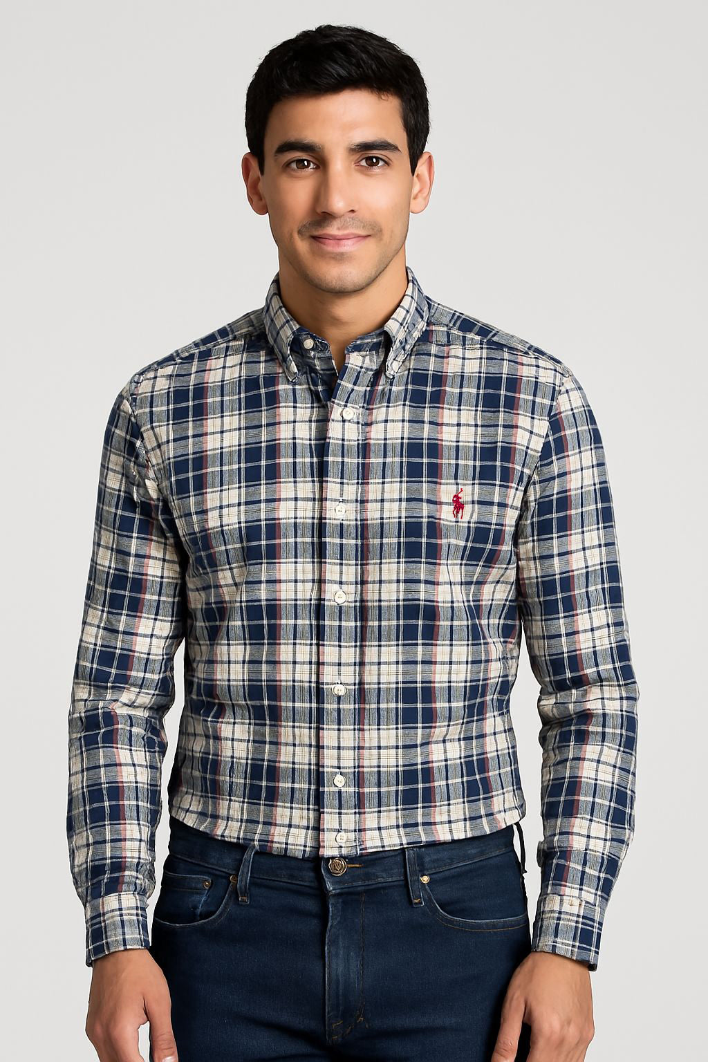Dark Blue Caro Long Sleeve shirt -U.S Polo 114