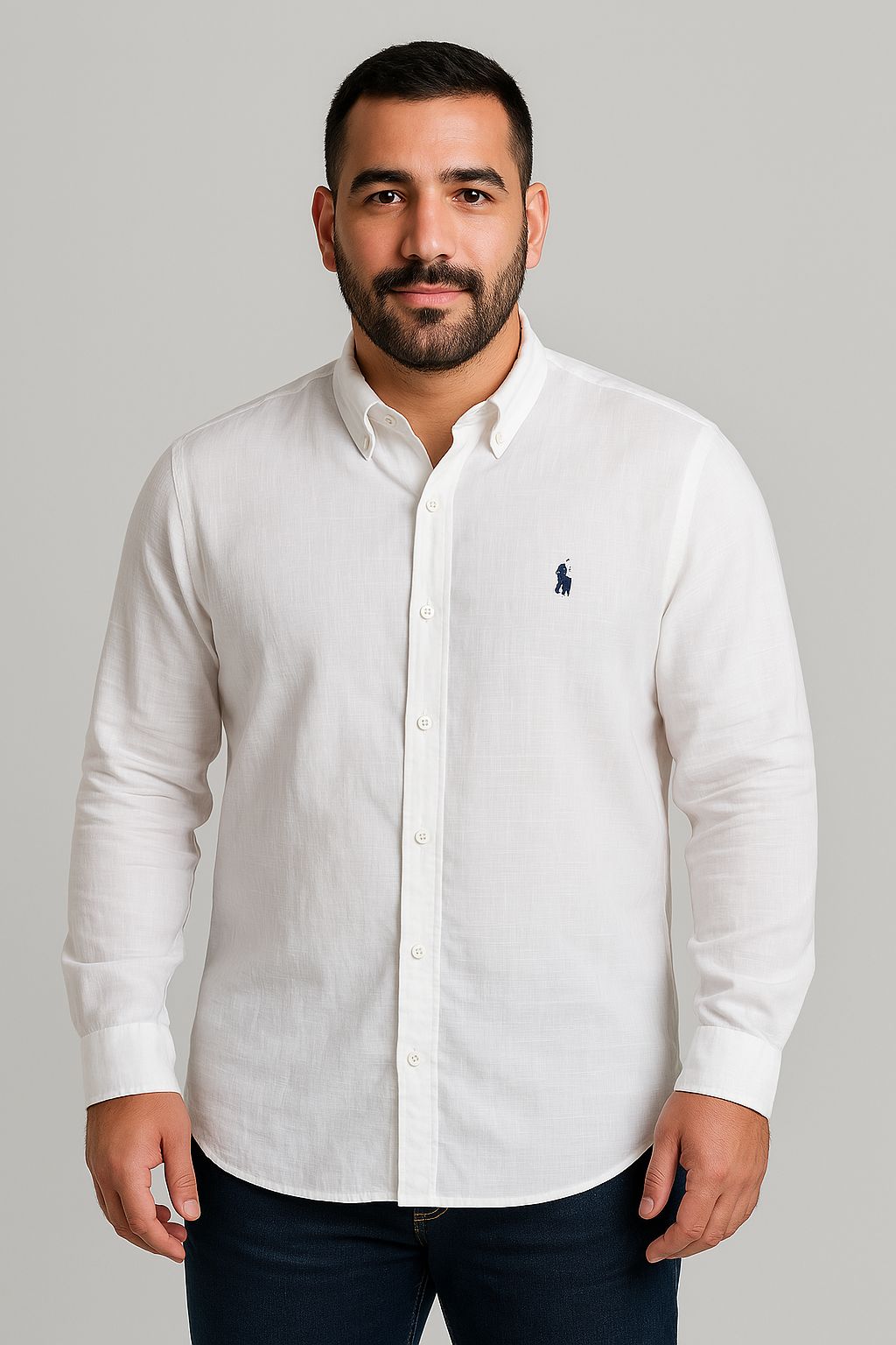 قميص أبيض بأكمام طويلة - بولو أمريكي