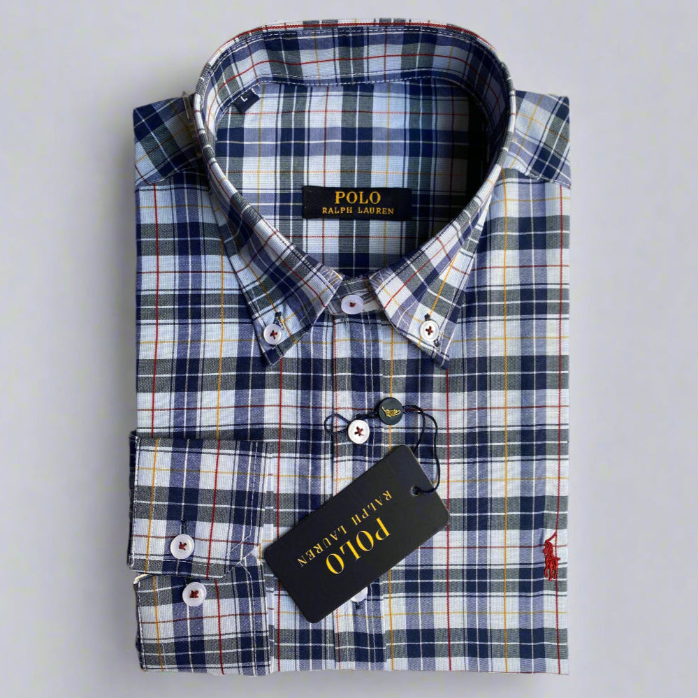 Dark Blue Caro Long Sleeve shirt -U.S Polo 114