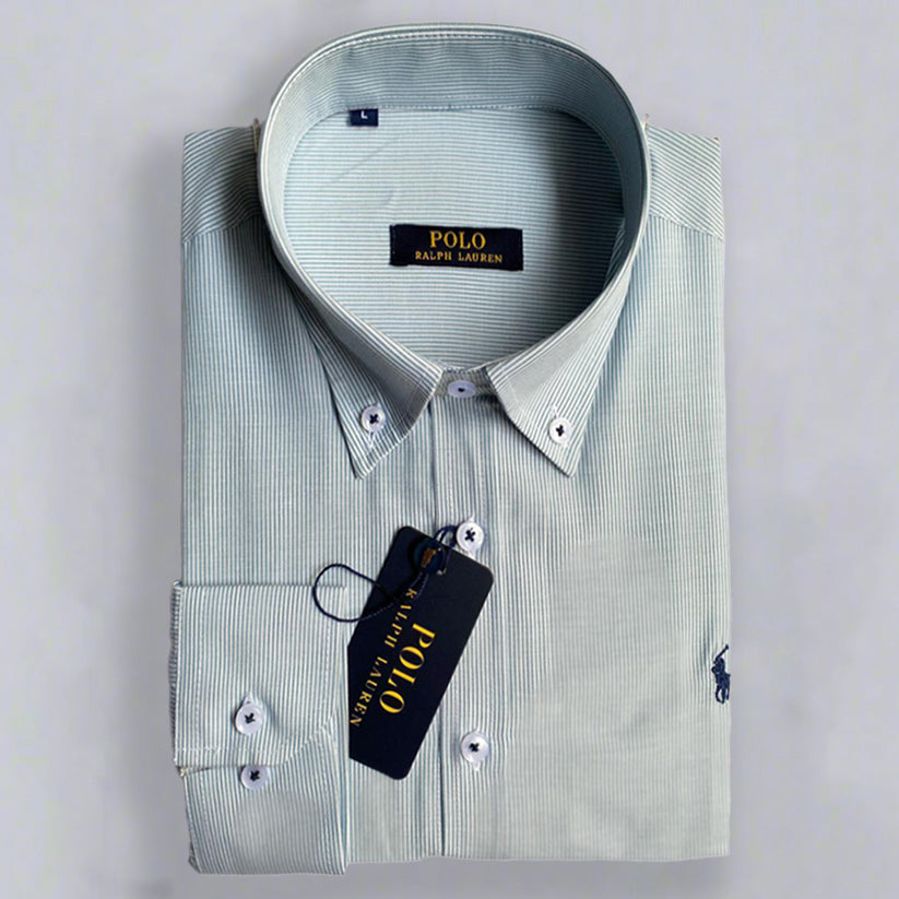 قميص مخطط أخضر بأكمام طويلة - US Polo 103