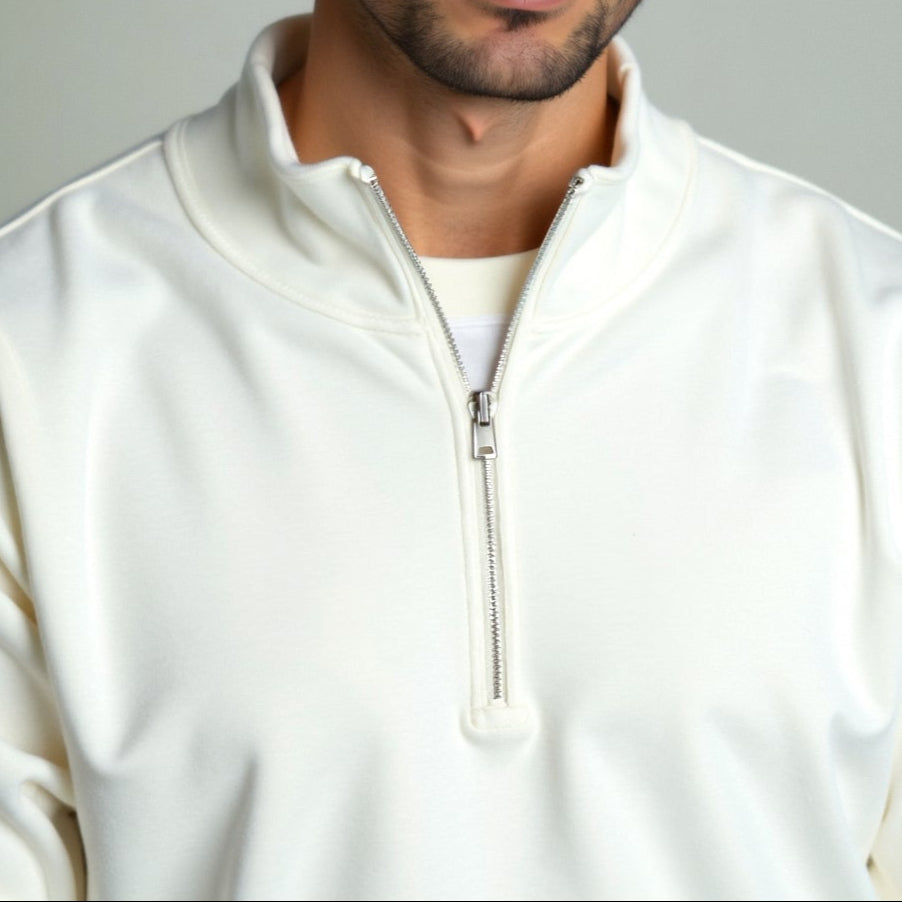 Quarter Zipper White