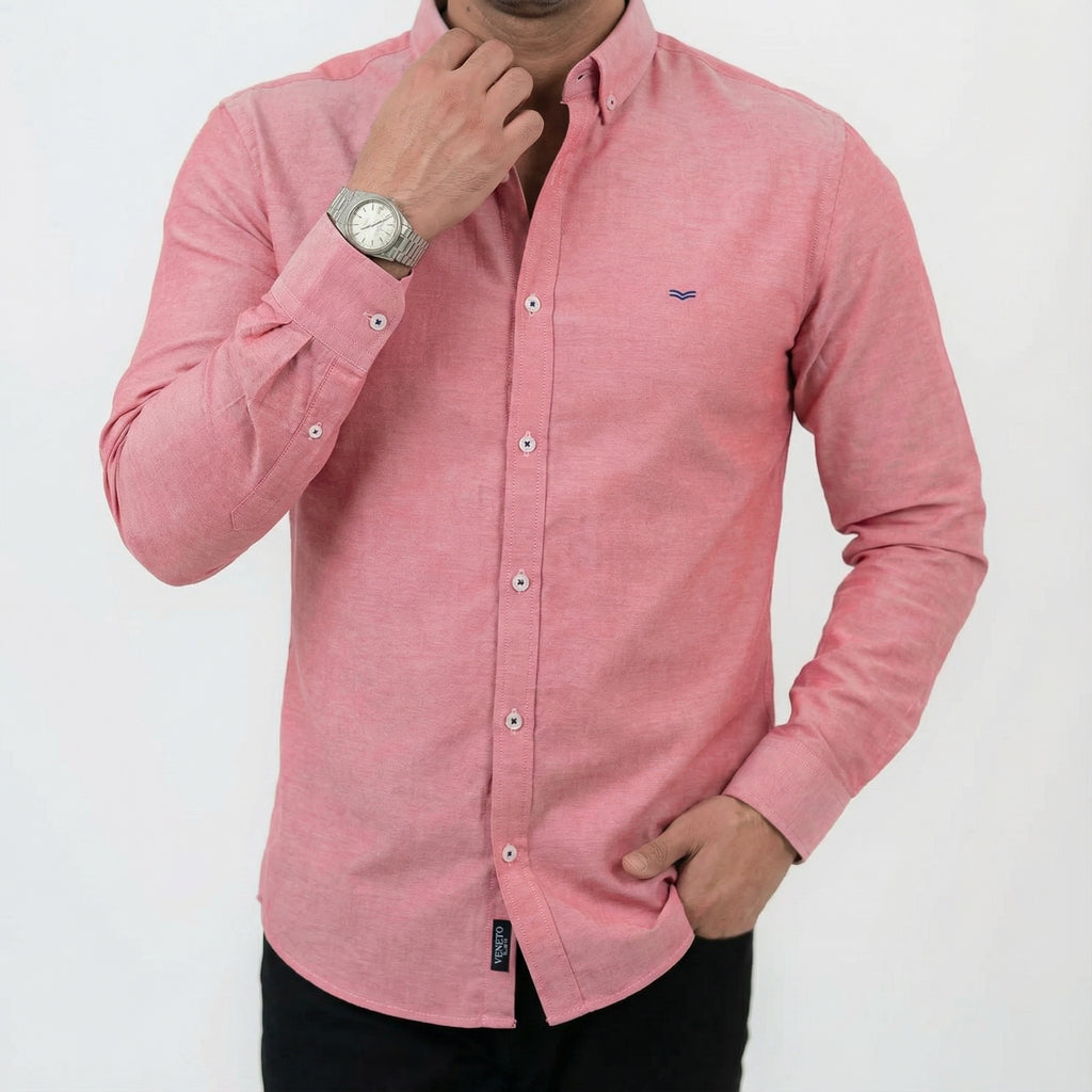 Dark Red Long Sleeve shirt Oxford