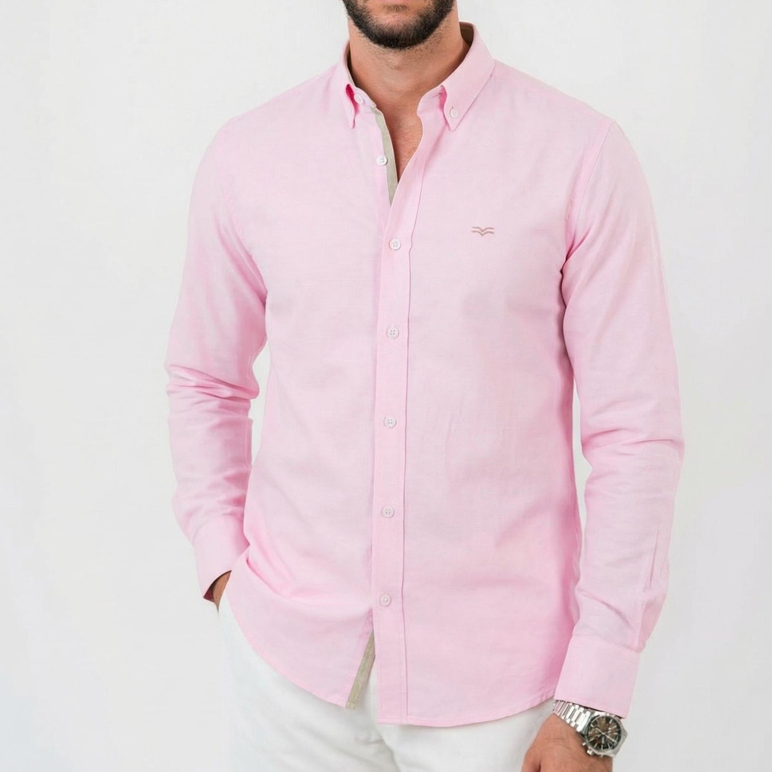 قميص بولو مخطط أخضر بأكمام طويلة - US Polo