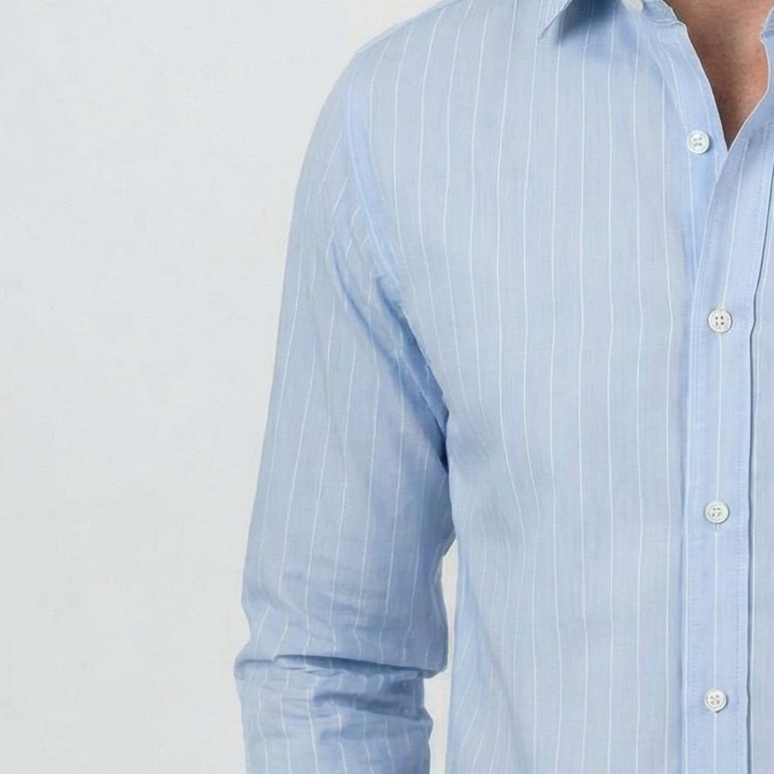 Baby blue wide Stripes Long Sleeve Shirt